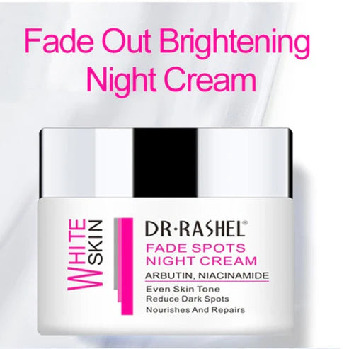 DR. RASHEL Niacinamide Night Cream jar front
Cream texture close-up
Before and after using DR. RASHEL dark spot remover cream
Night routine with DR. RASHEL spot fade cream