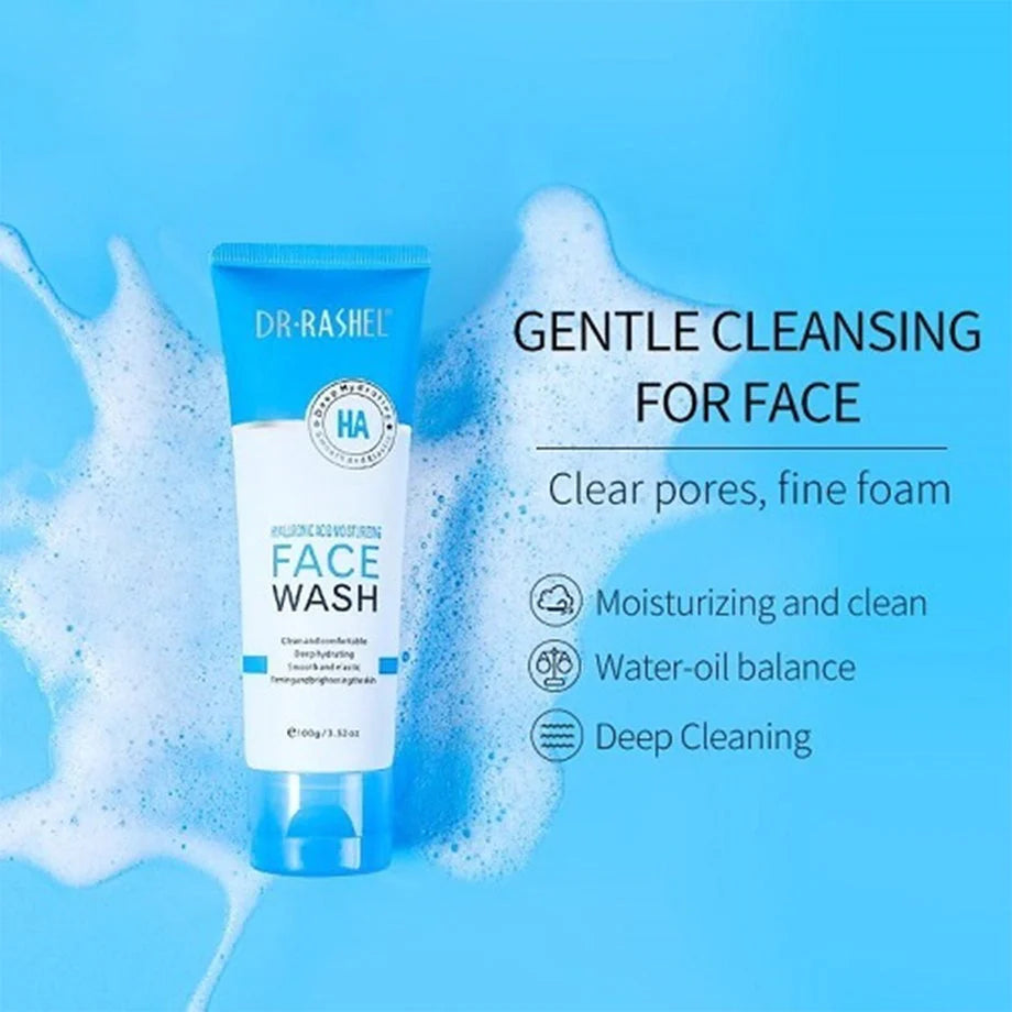 DR. RASHEL Hyaluronic Acid Hydrating Face Wash – 100g tube for moisturizing and smooth skin

