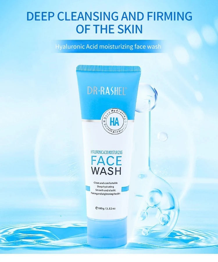 DR. RASHEL Hyaluronic Acid Hydrating Face Wash – 100g tube for moisturizing and smooth skin

