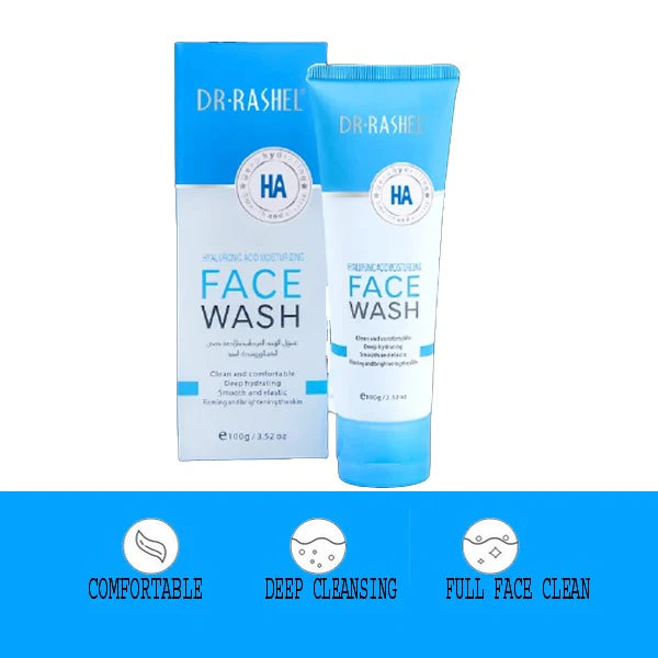 DR. RASHEL Hyaluronic Acid Hydrating Face Wash – 100g tube for moisturizing and smooth skin

