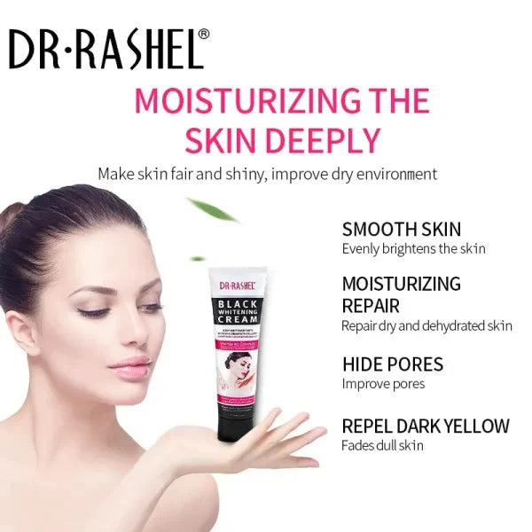 DR. RASHEL Niacinamide Night Cream jar front

Cream texture close-up

Before and after using DR. RASHEL dark spot remover cream

Night routine with DR. RASHEL spot fade cream

