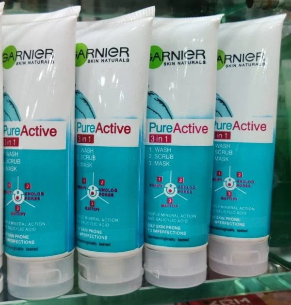 Shop GARNIER Skin Naturals Pure Active 3-in-1 Face Wash, Scrub & Mask. Deep cleanses, controls oil, and fights acne with salicylic acid & natural clay. Ideal for oily skin.