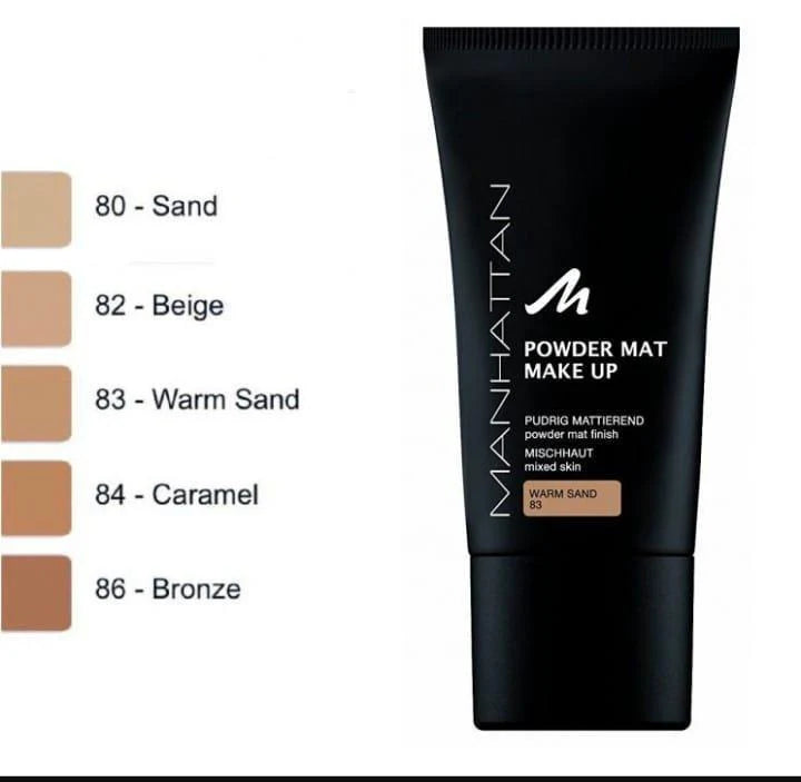 MANHATTAN Powder Mat Foundation 815 Rose Beige – 30ml bottle with long-lasting matte coverage